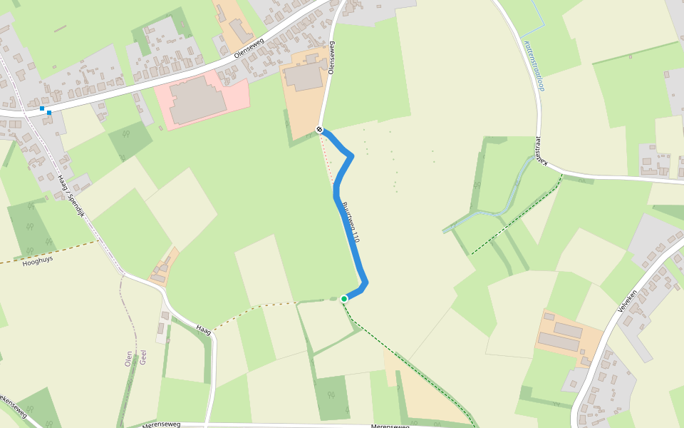 Buurtweg 110 walking route map in Geel