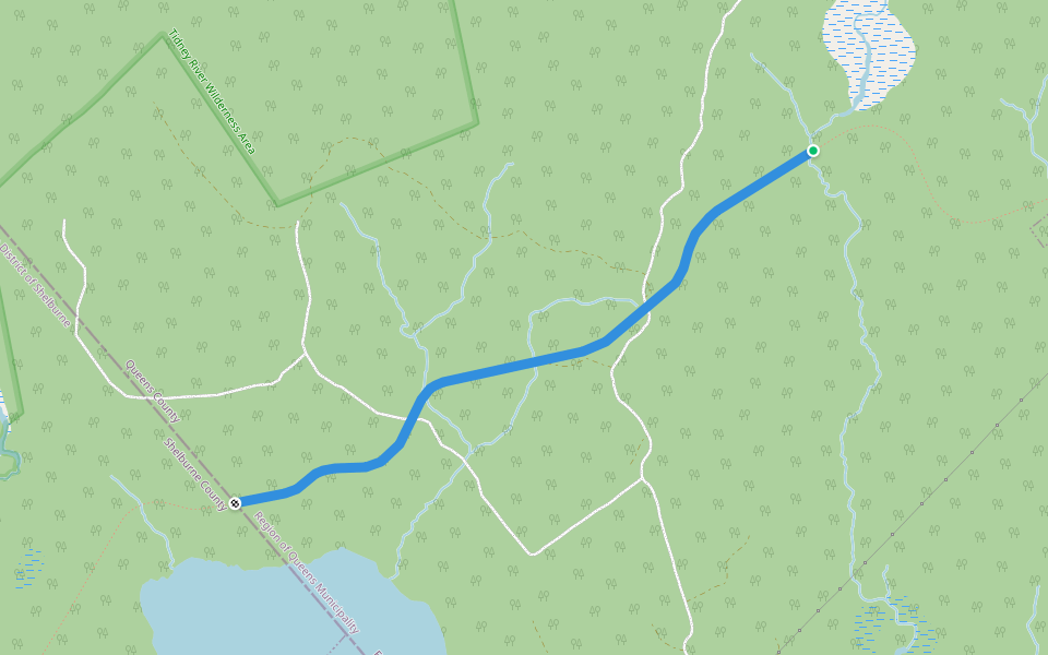 Queens County Rail Trail walking route map in Port Mouton