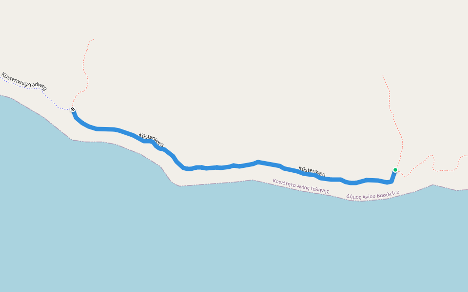 Küstenweg walking route map in Agia Galini