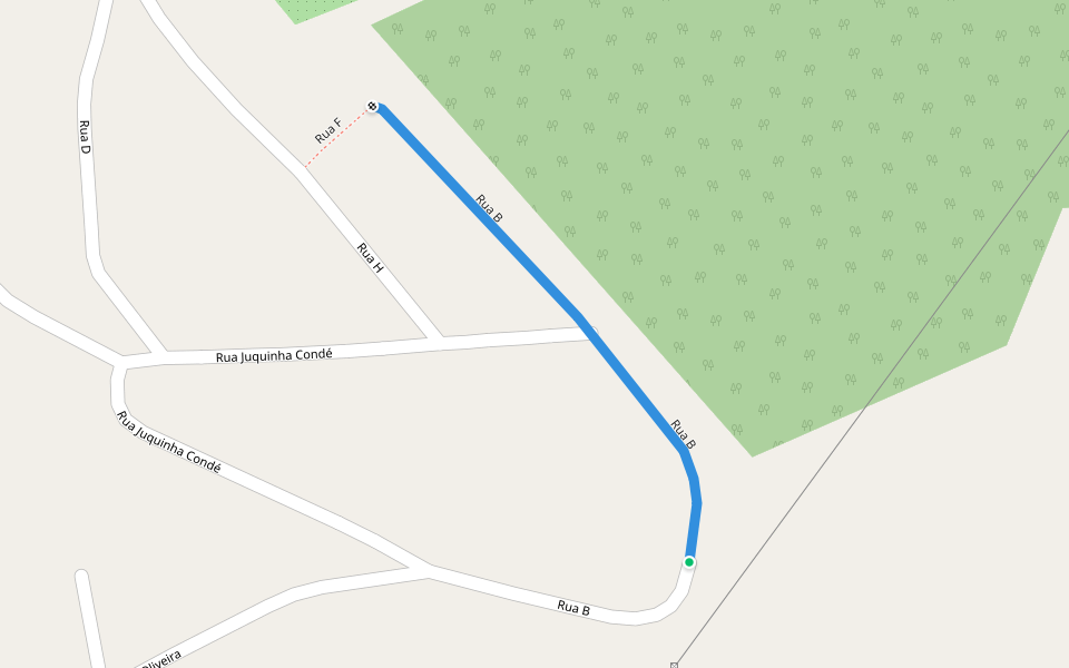 Rua B walking route map in Viçosa