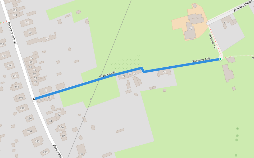 Voetweg A55 walking route map in Halle