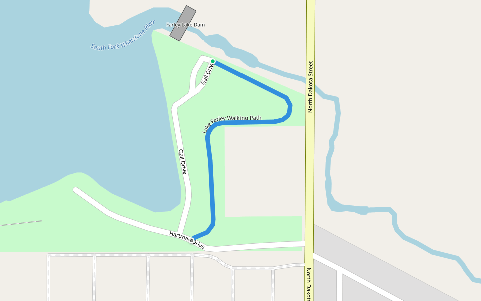 Lake Farley Walking Path walking route map in Milbank