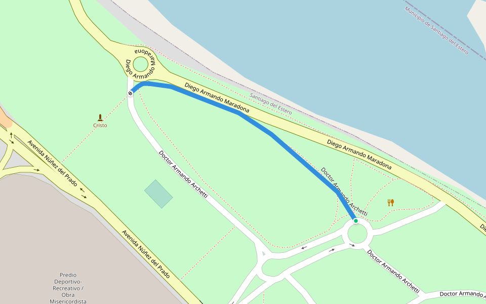 Doctor Armando Archetti walking route map in Santiago del Estero