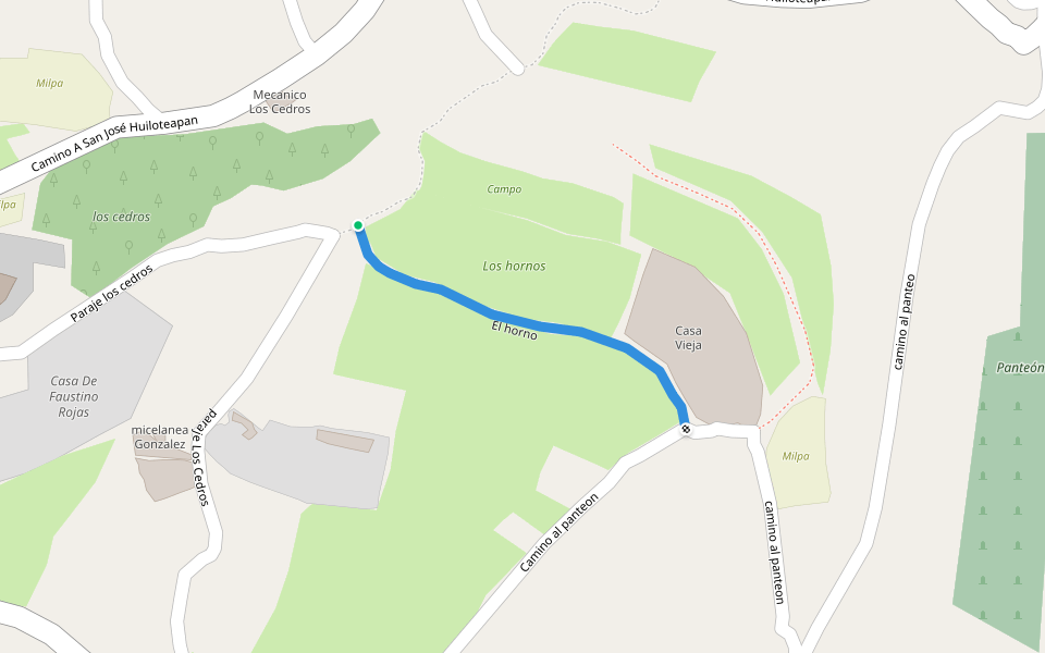 El horno walking route map in Santa Cruz Ayotuzco