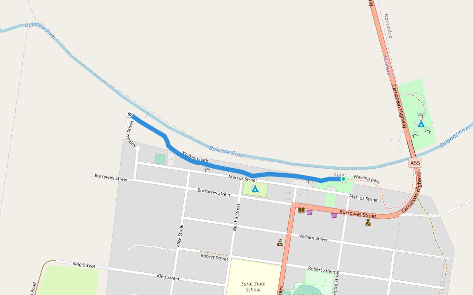 Walking path walking route map in Surat