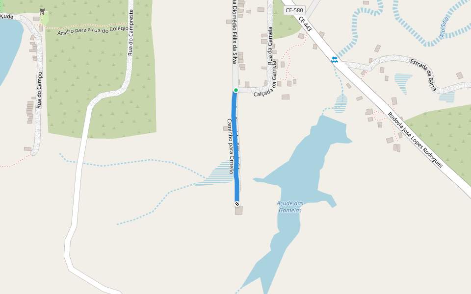 Caminho para Ornelio walking route map in Custódio