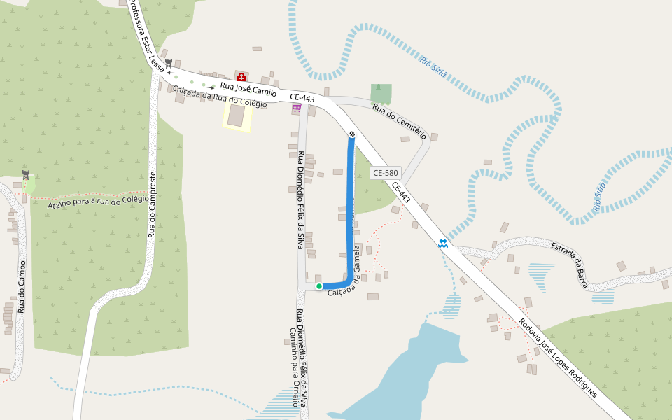 Calçada da Gamela walking route map in Custódio