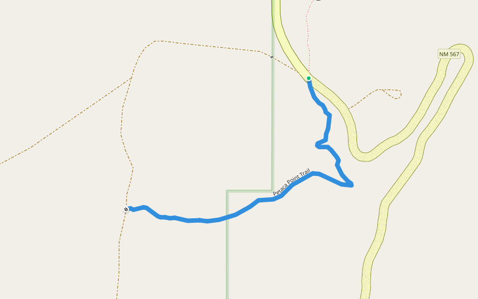 Petaca Point Trail walking route map in Carson
