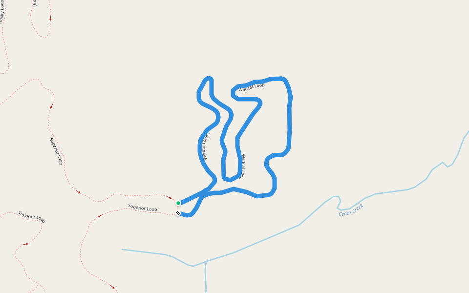 Wildcat Loop walking route map in Gwinn