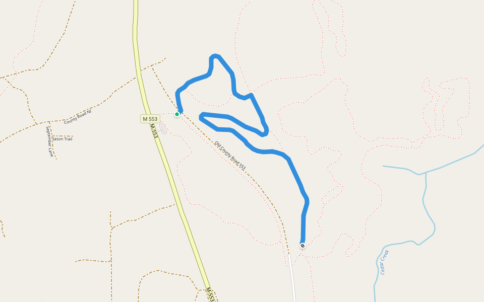 Wolverine Loop walking route map in Gwinn