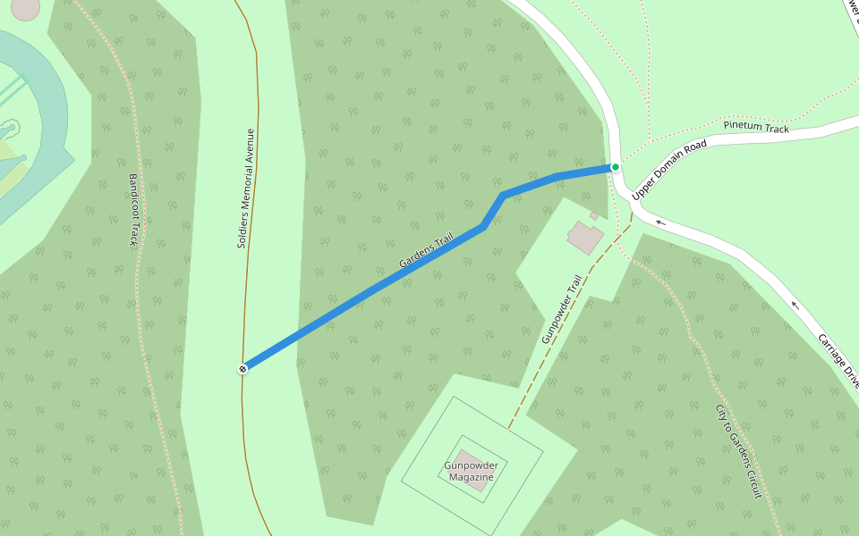 Gardens Trail walking route map in Queens Domain