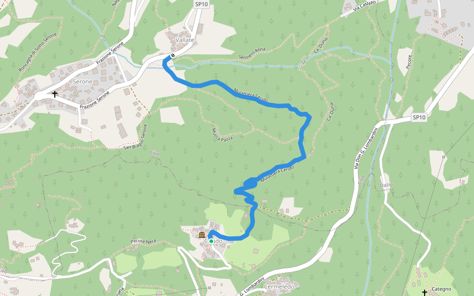 Mulattiera Cerido walking route map in Morbegno