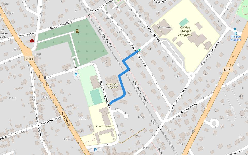 Passage de la Passerelle walking route map in Pacy-sur-Eure