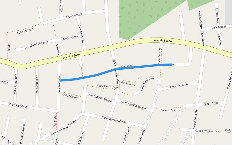 Guanábanas walking route map in Xalapa-Enríquez