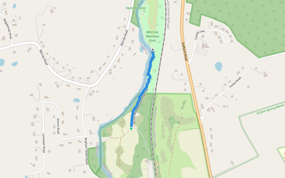 Spring Meadow Greenway Trail walking route map in Coventry