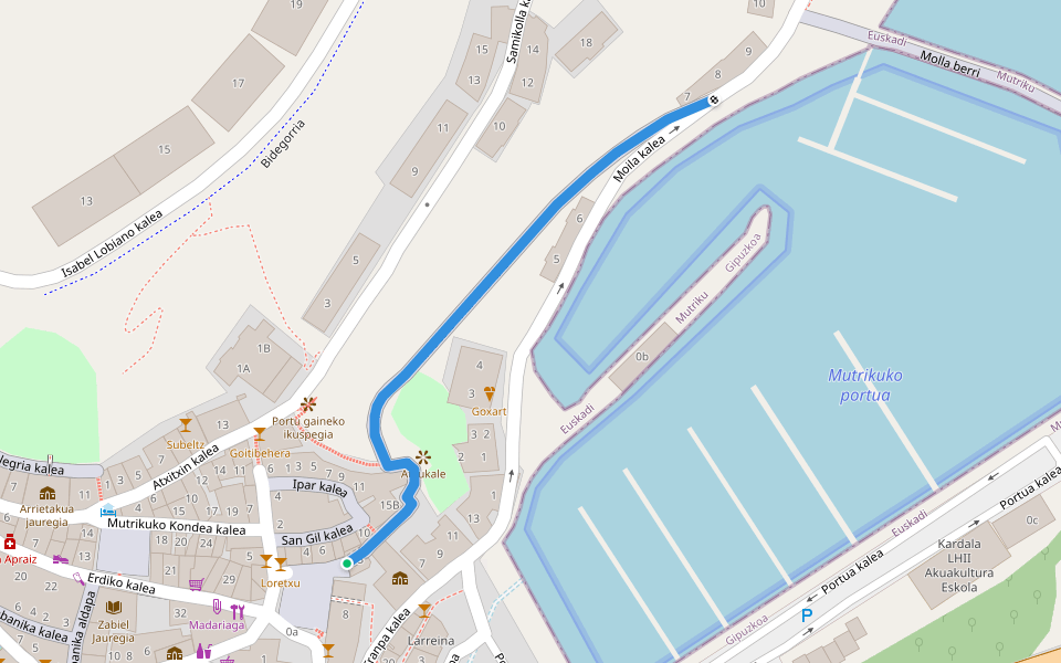 Modesto Txurruka kalea walking route map in Mutriku