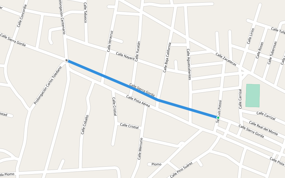 Calle Sierra Gorda walking route map in Zimapán