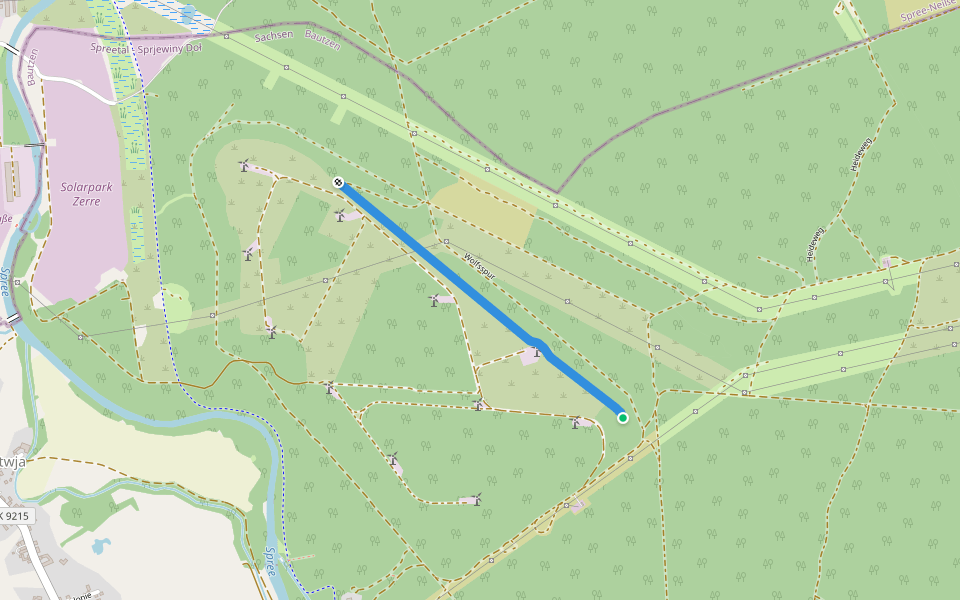 Nicht mehr begehbar. walking route map in Spreetal