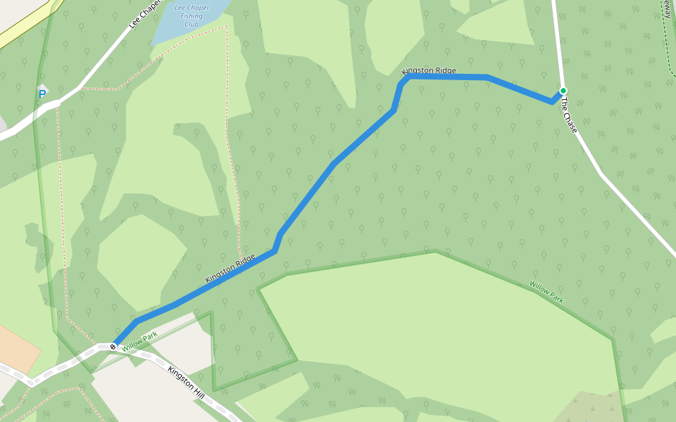Kingston Ridge walking route map in Langdon Hills