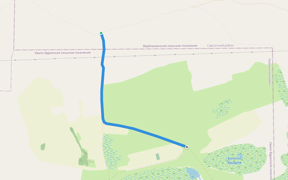 Старый Сибирский тракт через Суховское (Тюкалинск-Красноярка) walking route map in Khutor