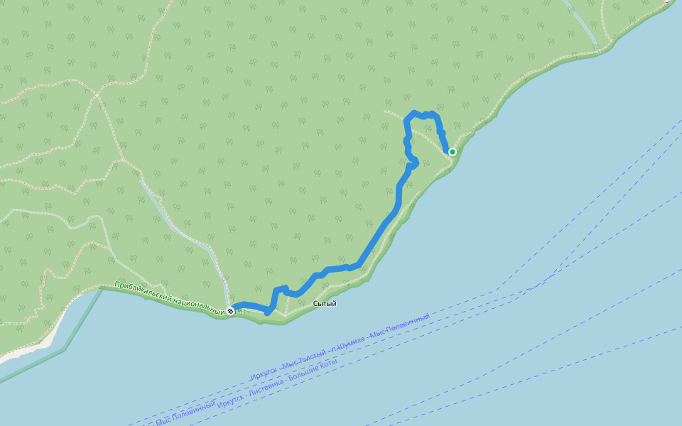 Узкая немного безопасна walking route map in Listvyanka