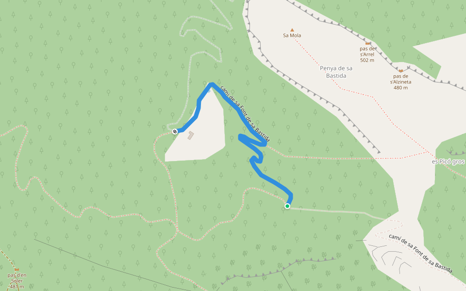 camí de sa Font de sa Bastida walking route map in Alaró