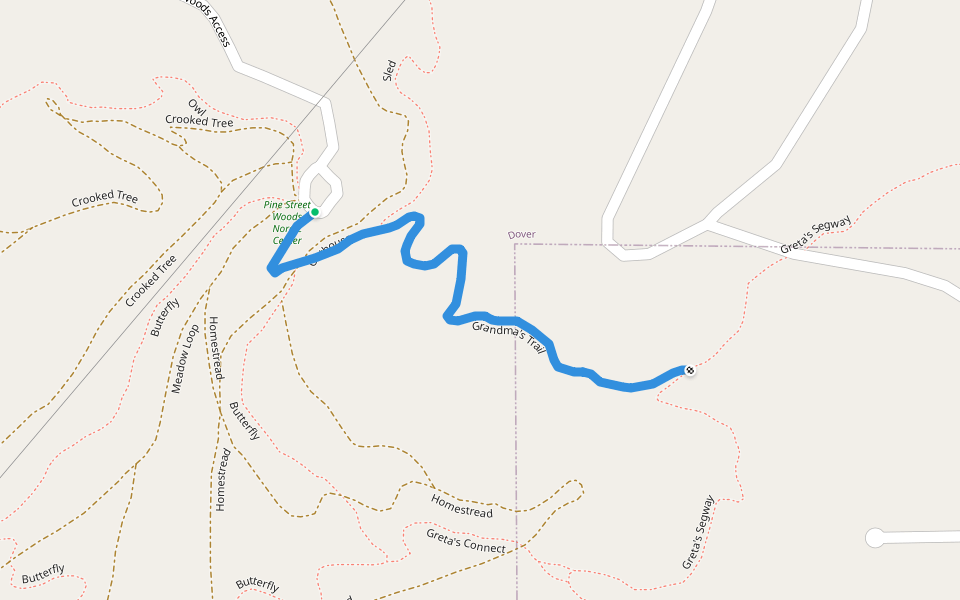 Grandma's Trail walking route map in Dover