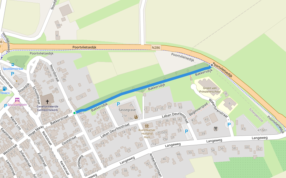 Bakkersdijk walking route map in Scherpenisse
