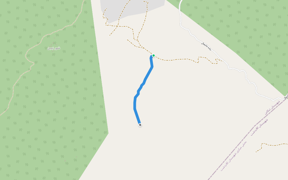 راه گوسفندسرا walking route map in Kelardasht