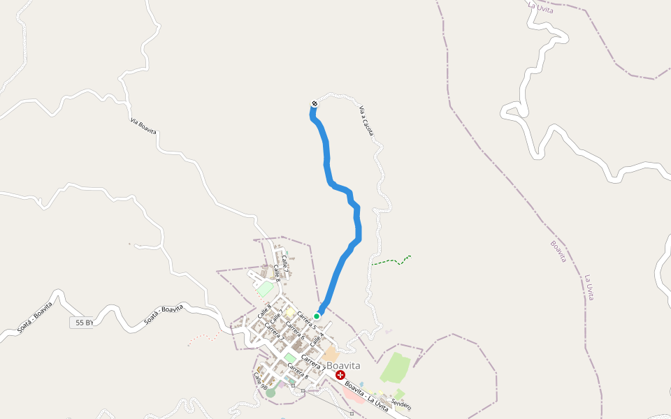 Camino a Cácota walking route map in Boavita