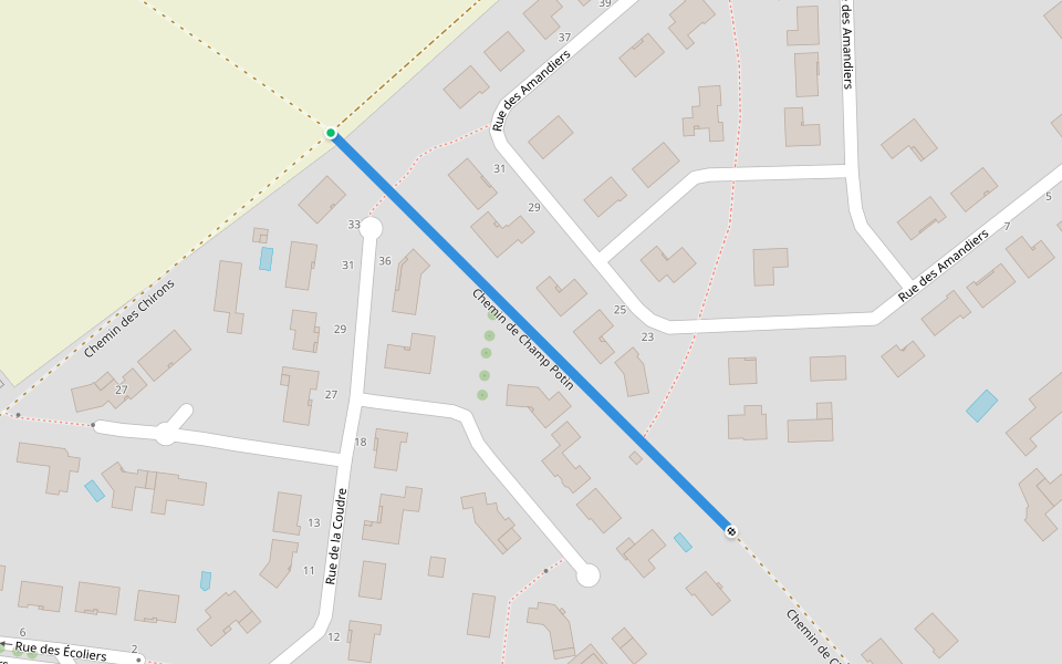Chemin de Champ Potin walking route map in Cissé