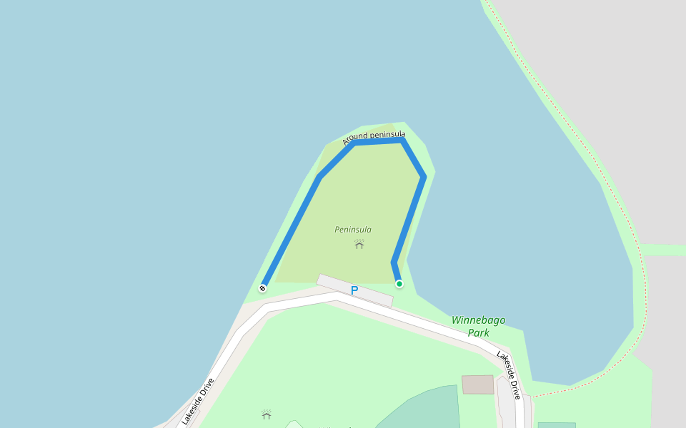 Around peninsula walking route map in Tomah