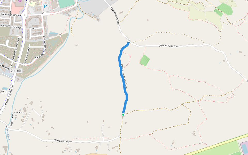 Chemin de Notre-Dame walking route map in Montarnaud
