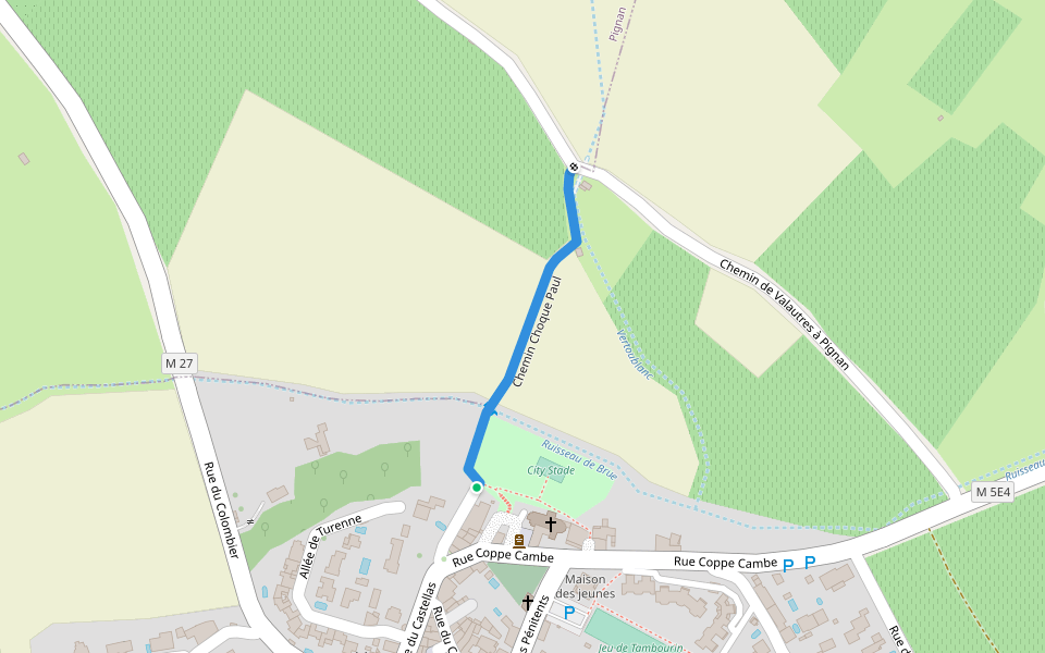 Chemin Choque Paul walking route map in Saussan