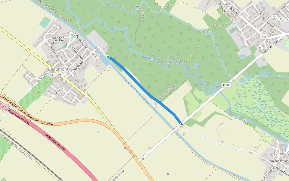 Chemin Rural de Beaumont-sur-Vesle à Courmelois walking route map in Beaumont-sur-Vesle