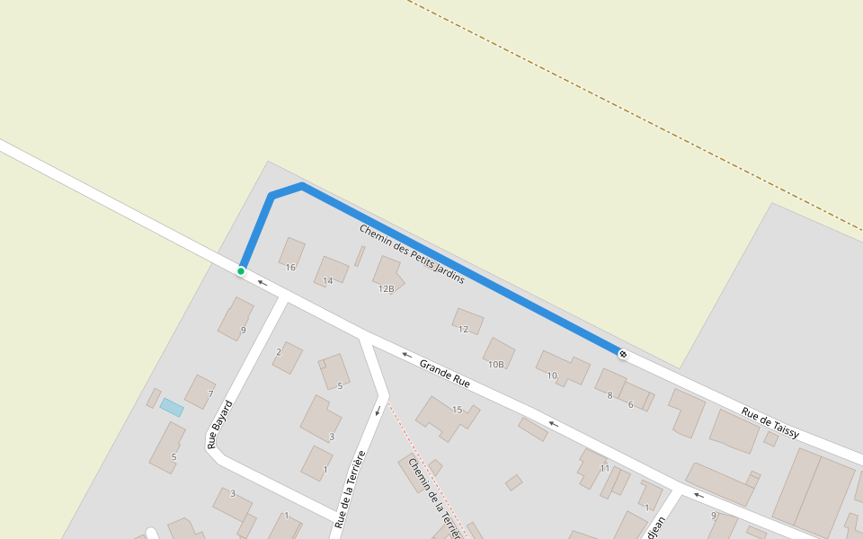 Chemin des Petits Jardins walking route map in Puisieulx