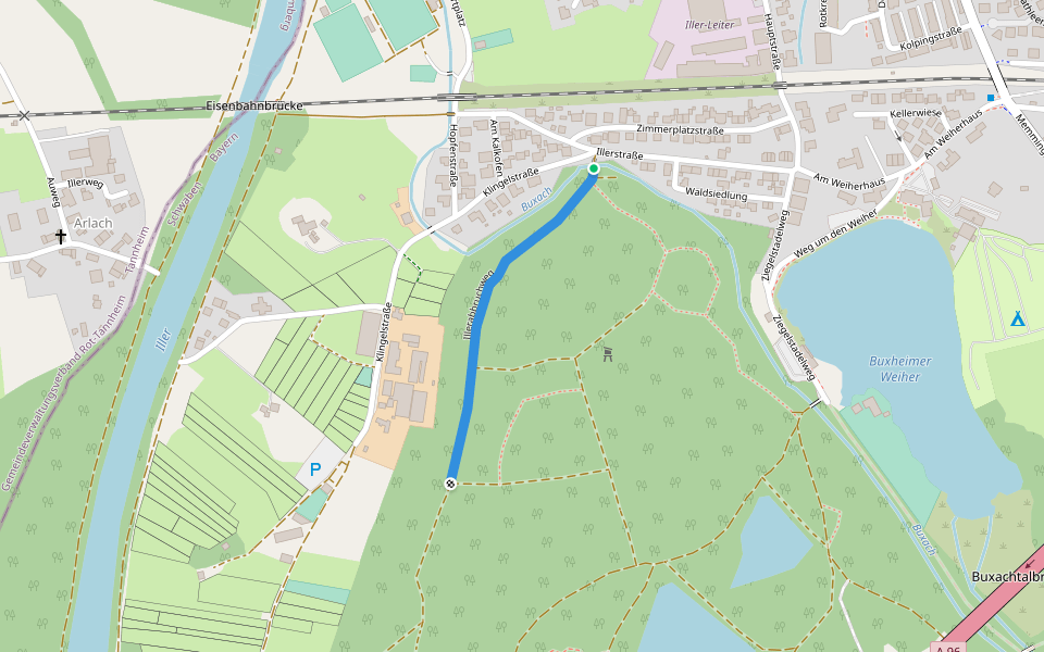 Illerabbruchweg walking route map in Buxheim