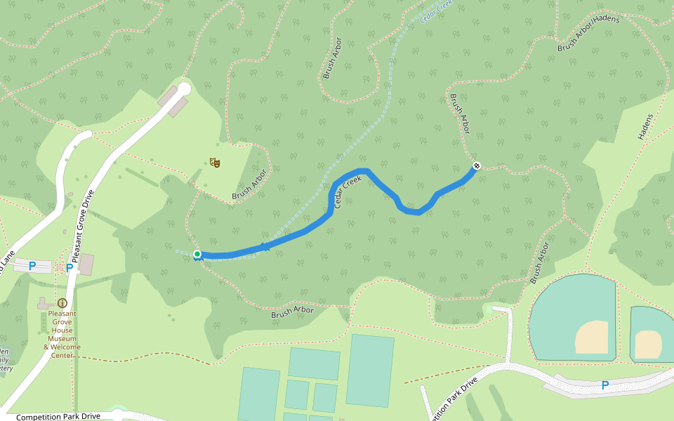 Cedar Creek walking route map in Palmyra