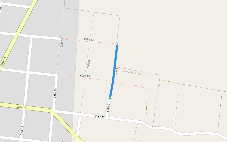 Calle 6 walking route map in Suma