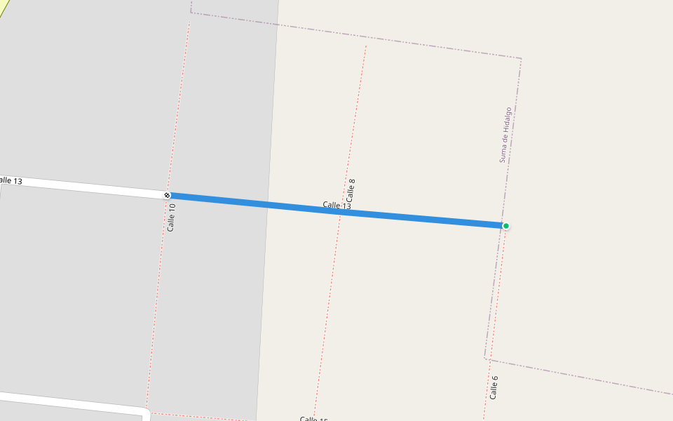 Calle 13 walking route map in Suma