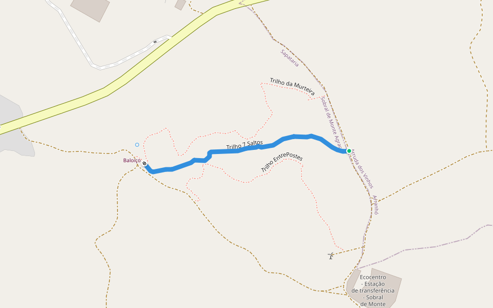 Trilho 7 Saltos walking route map in Arranhó