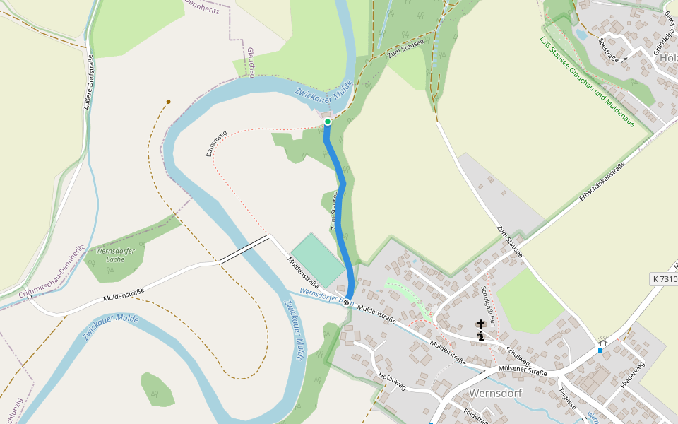 Zum Stausee walking route map in Glauchau