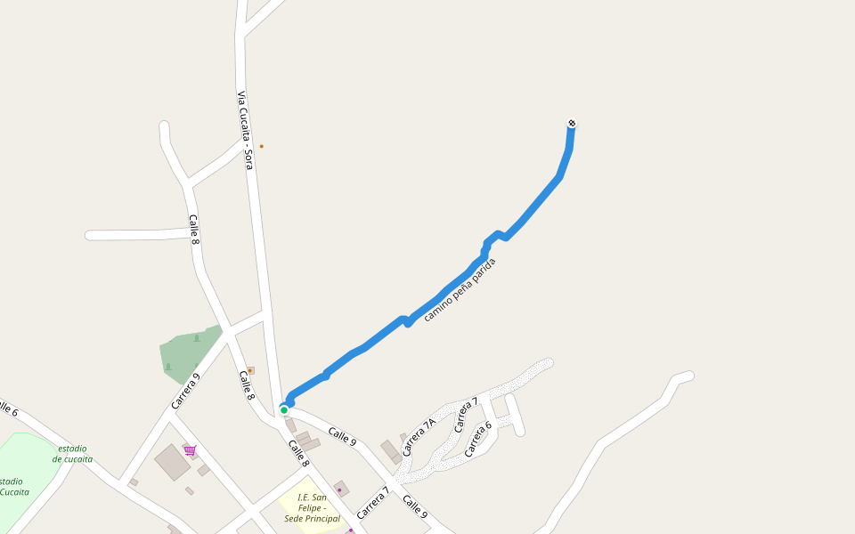 camino peña parida walking route map in Cucaita