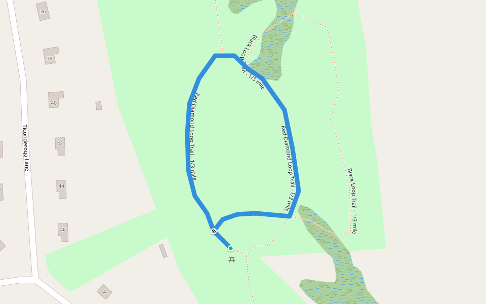 Red Diamond Loop Trail - 1/3 mile walking route map in Millis