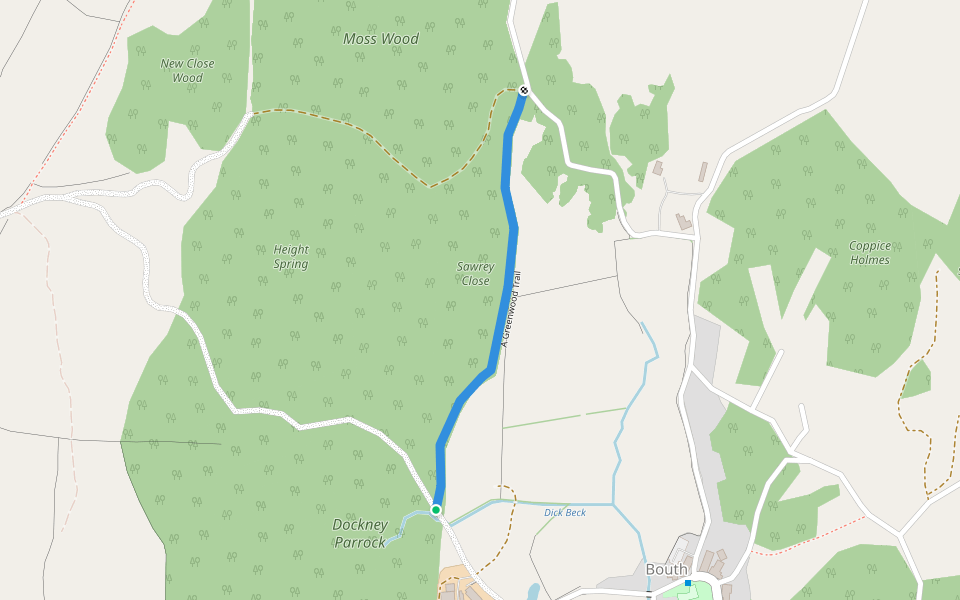 A Greenwood Trail walking route map in Bouth