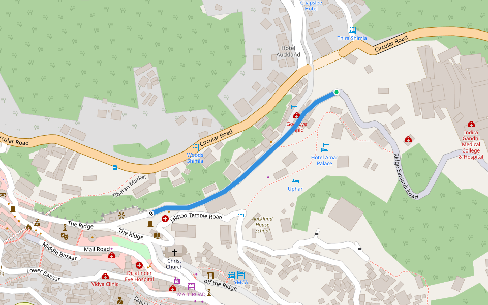 Lakkar Bazaar Road walking route map in Shimla