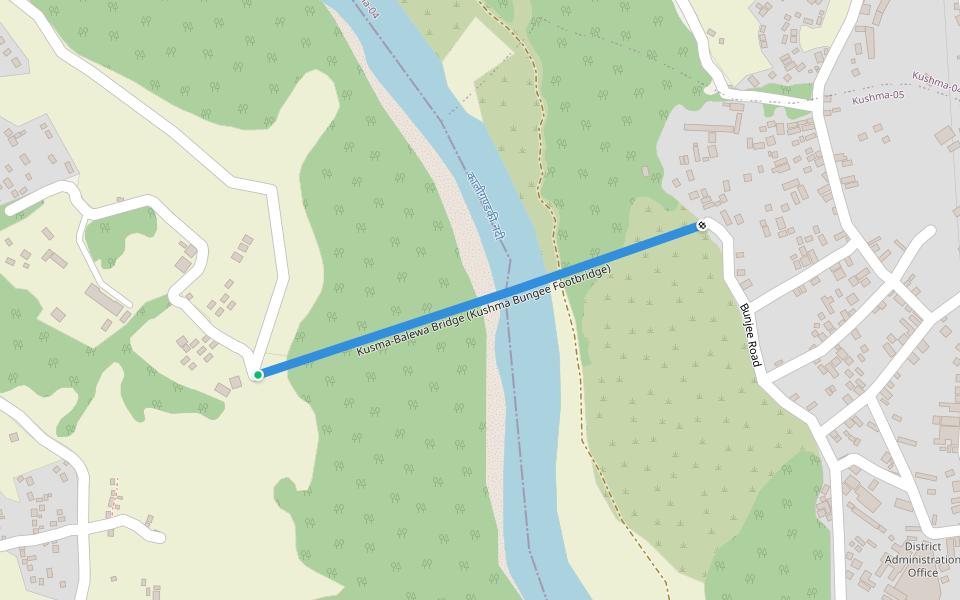 Kusma-Balewa Bridge (Kushma Bungee Footbridge) walking route map in Narayansthan