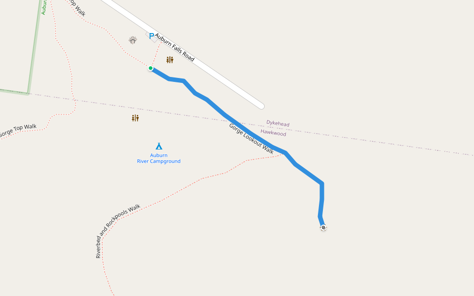 Gorge Lookout Walk walking route map in Dykehead