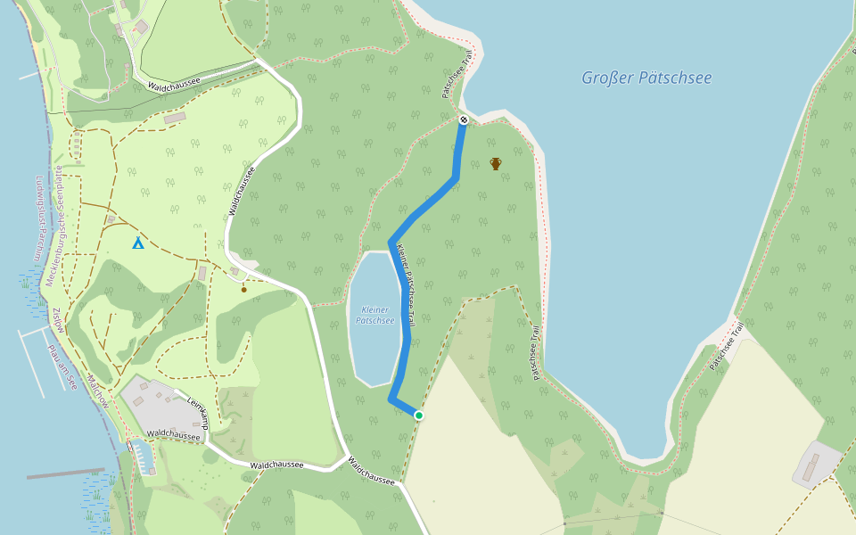Kleiner Pätschsee Trail walking route map in Zislow