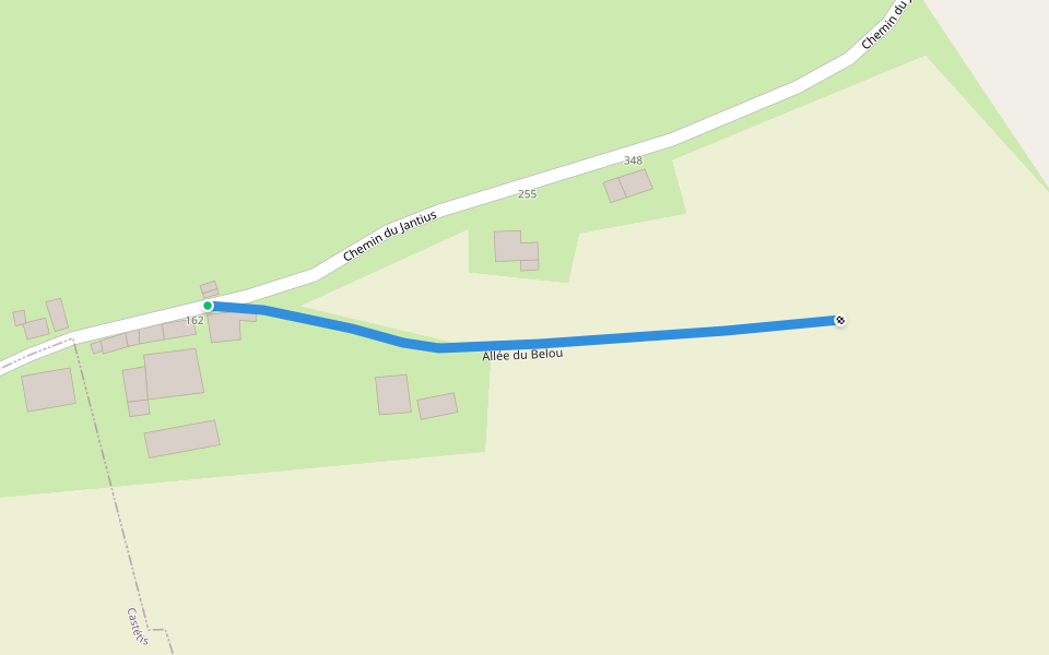 Allée du Belou walking route map in Balansun